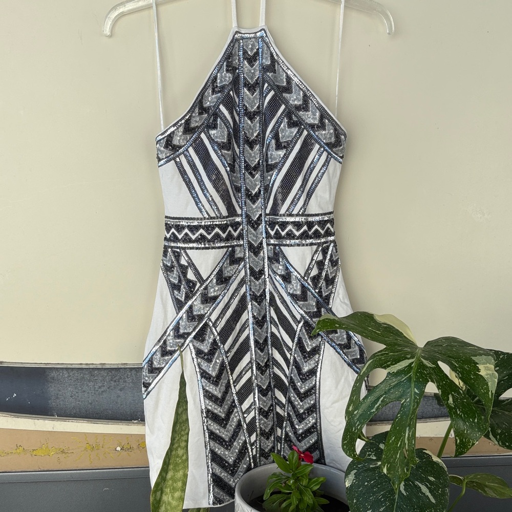 Express Black and White Backless Dress - Picture 2 of 6